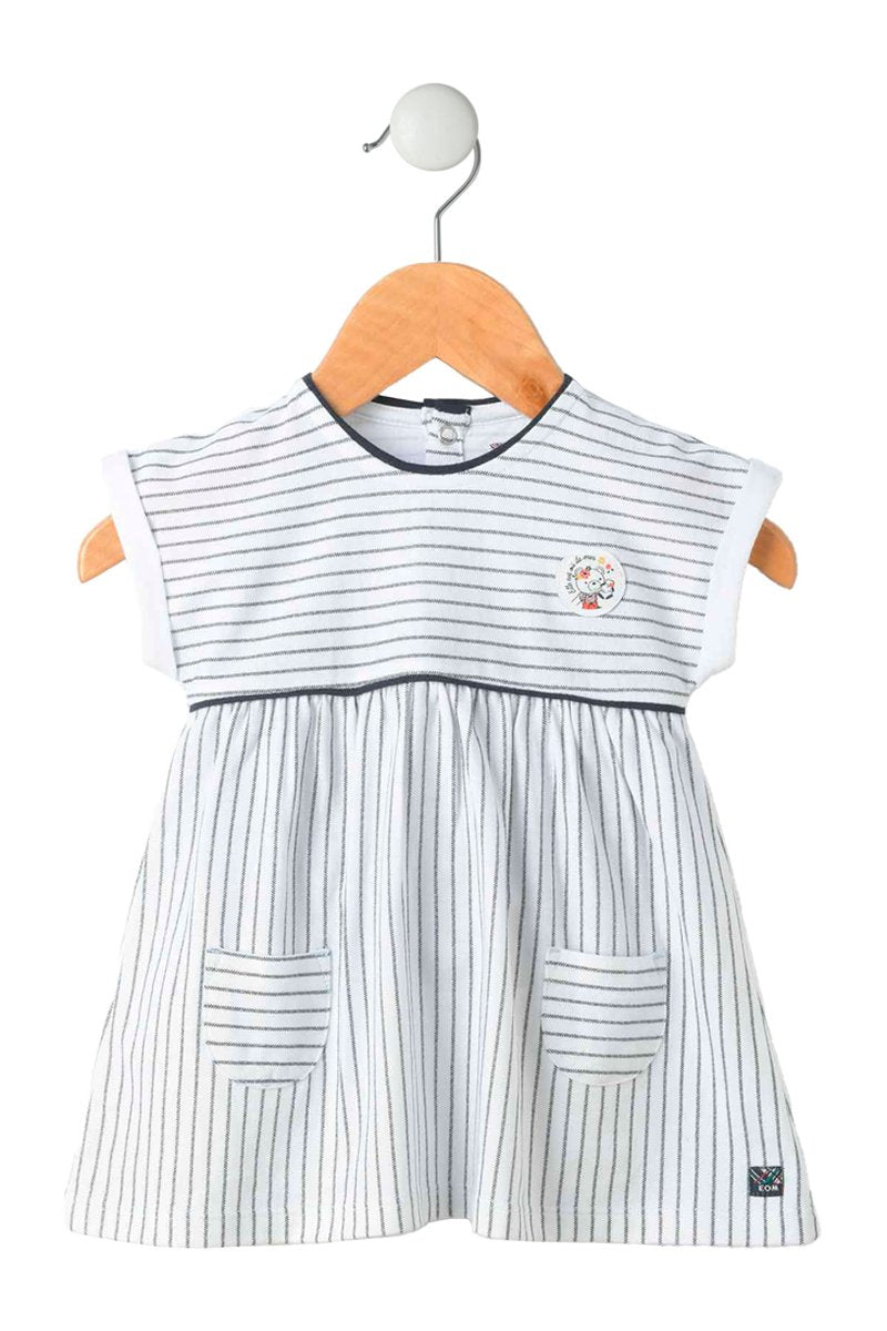 Ensemble Robe et bloomer à rayures blanc et bleu.  TERRE DE MARINS. Filou et Loulou. Dakar-Sénégal 