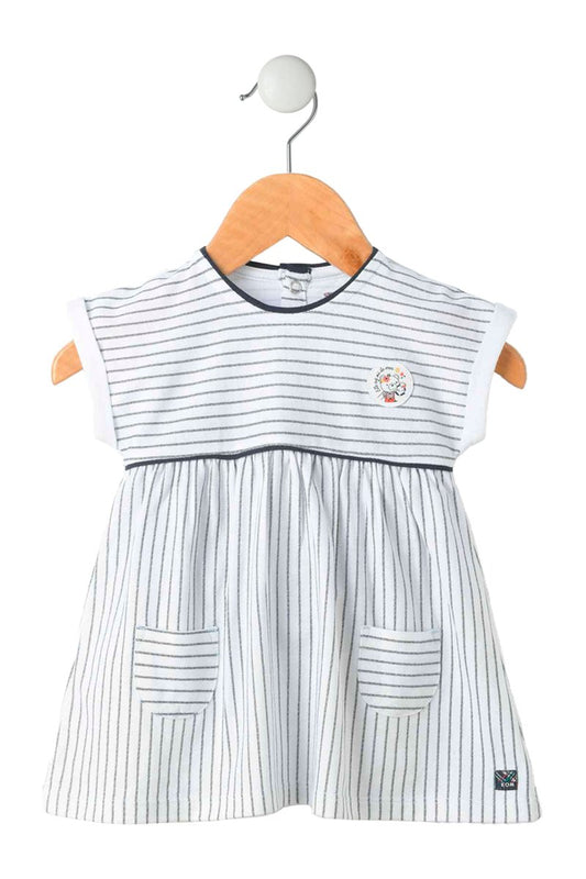 Ensemble Robe et bloomer à rayures blanc et bleu.  TERRE DE MARINS. Filou et Loulou. Dakar-Sénégal 