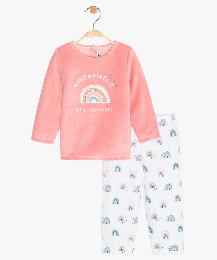 Ensemble pyjama 2 pièces blanc et rose