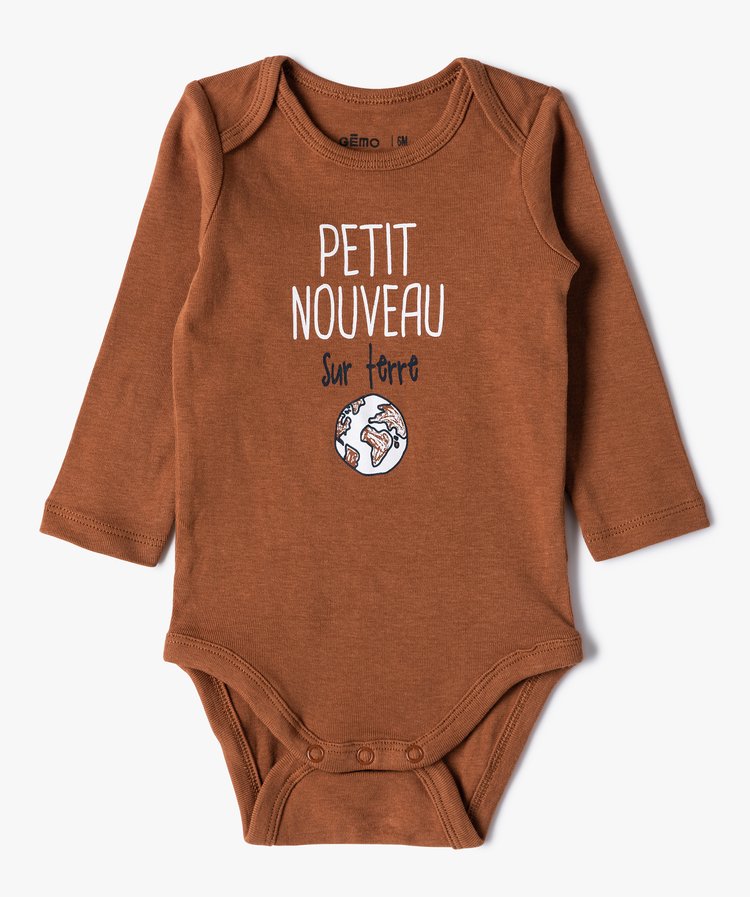 Lot de 3 bodys ML,  marron, blanc et rayé
