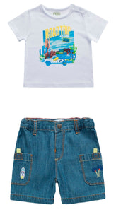 Ensemble T-shirt Cactus Jungle Blanc et short en jean