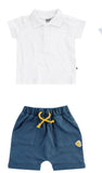 Ensemble polo blanc et short bleu marine "save our seas"