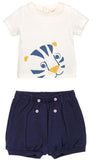 Ensemble T-shirt Écru et short bleu marine