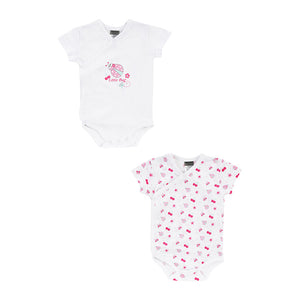 Lot de 2 Bodies MC kimono Coccinelle - Rose/Blanc