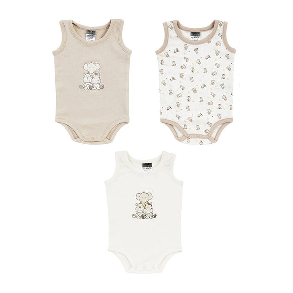 Lot de 3 Bodys SM Jungle - Blanc/Beige