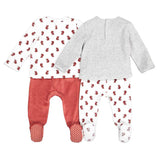 Lot de 2 pyjamas 2 pieces écru ,rouge et gris en velours