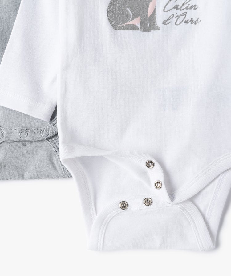 Lot de 3 bodys ML Blanc et gris