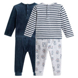 Lot de 2 pyjamas 2 pièces bleu marine et gris en velours