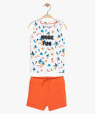 Ensemble 2 pièces débardeur et short blanc et orange