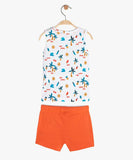 Ensemble 2 pièces débardeur et short blanc et orange