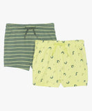 Lot de shorts vert kaki rayures et vert clair crocodile