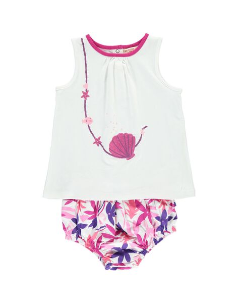 Ensemble débardeur et bloomer blanc et violet