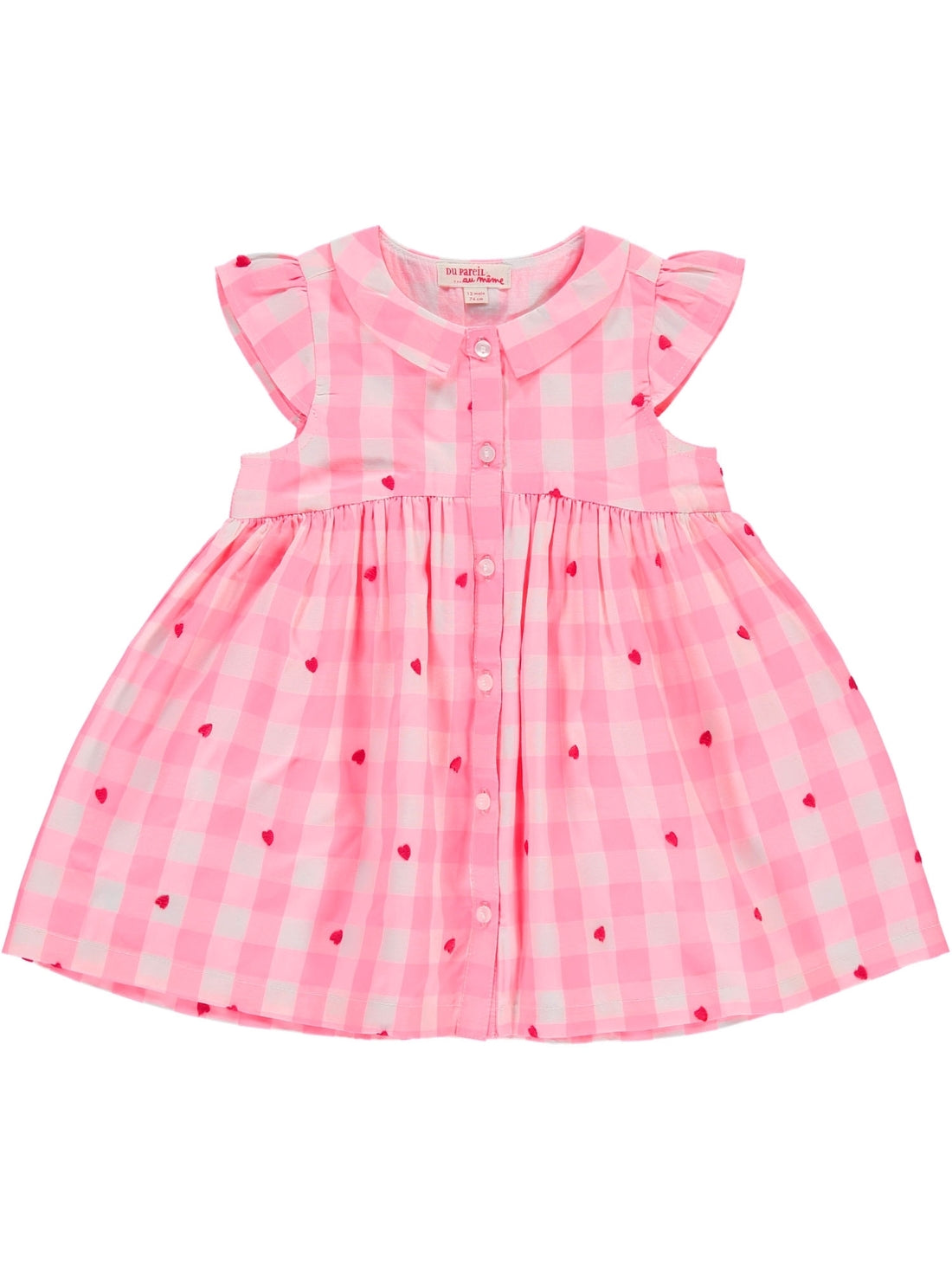 Robe volantée à carreaux rose