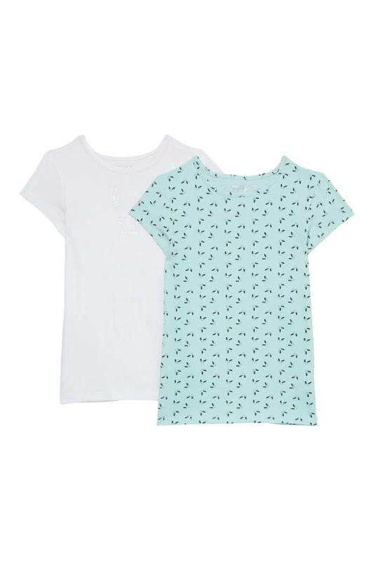 Lot de 2  T-shirts Blanc et bleu