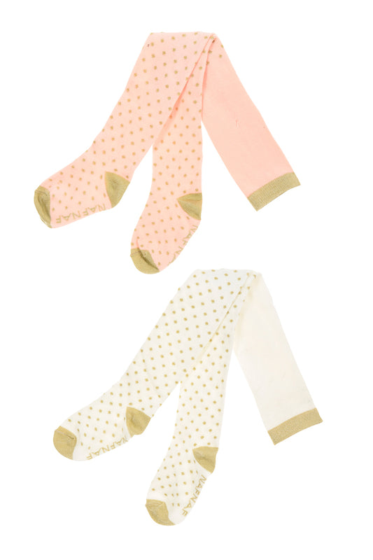 Lot de 2 paires collants corail et blanc