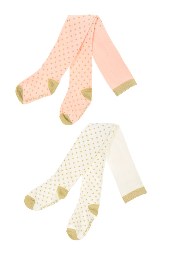 Lot de 2 paires collants corail et blanc