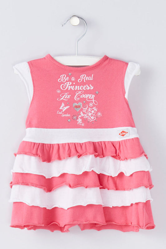 Robe volantée Fuchsia et blanc