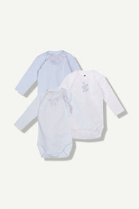 Lot de 3 bodys ML Ciel et blanc,welcome home