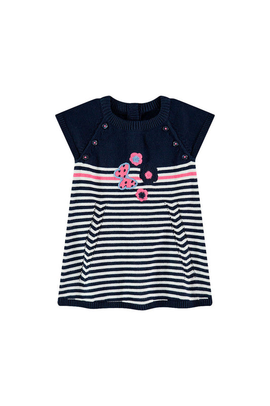 Robe pull Bleu marine et blanc