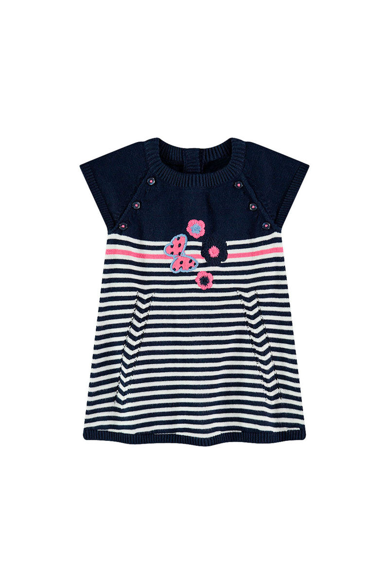 Robe pull Bleu marine et blanc