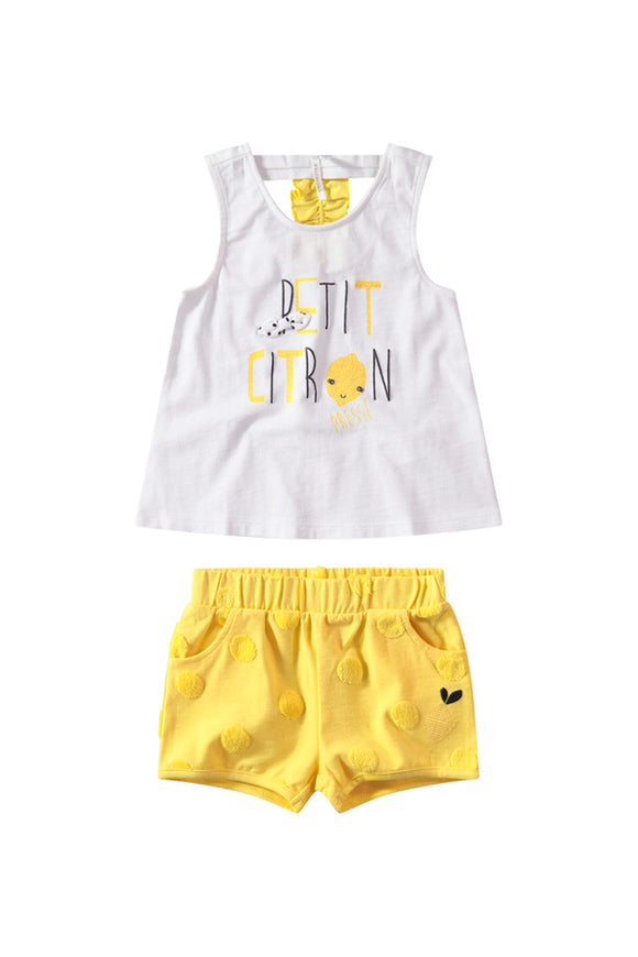 Ensemble debardeur et short blanc et jaune