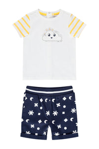 Ensemble T-shirt et short Blanc et bleu marine