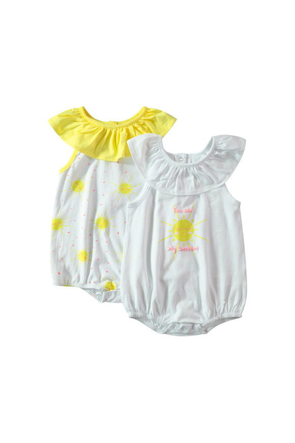 Barboteuse blanc et jaune en coton doux idéal pour bébé de la marque Orchestra disponible à Dakar