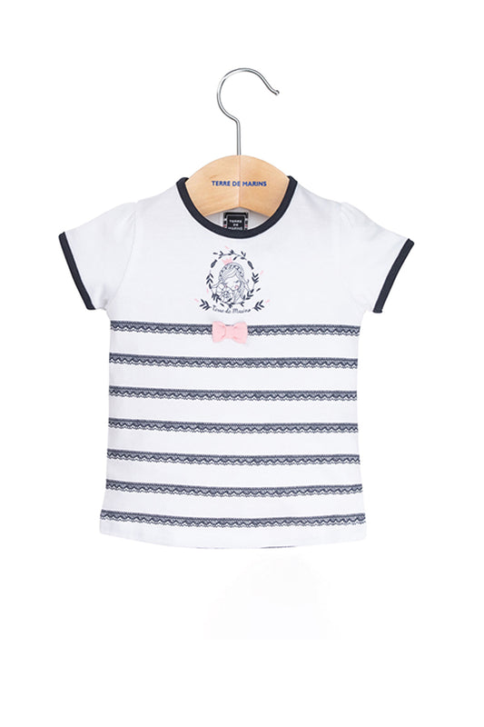 T-shirt - Blanc et bleu marine