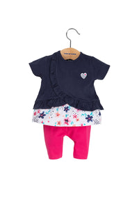 Ensemble Tunique et leggings Bleu marine et rose