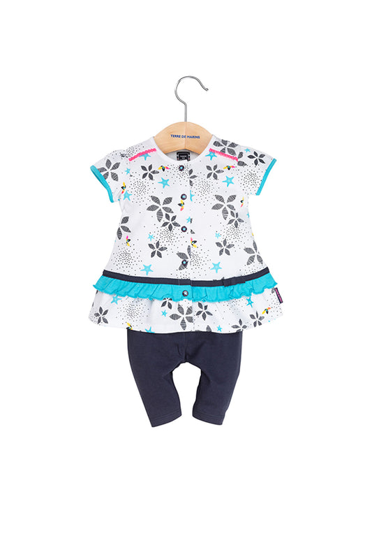 Ensemble Tunique et leggings - Blanc et bleu marine