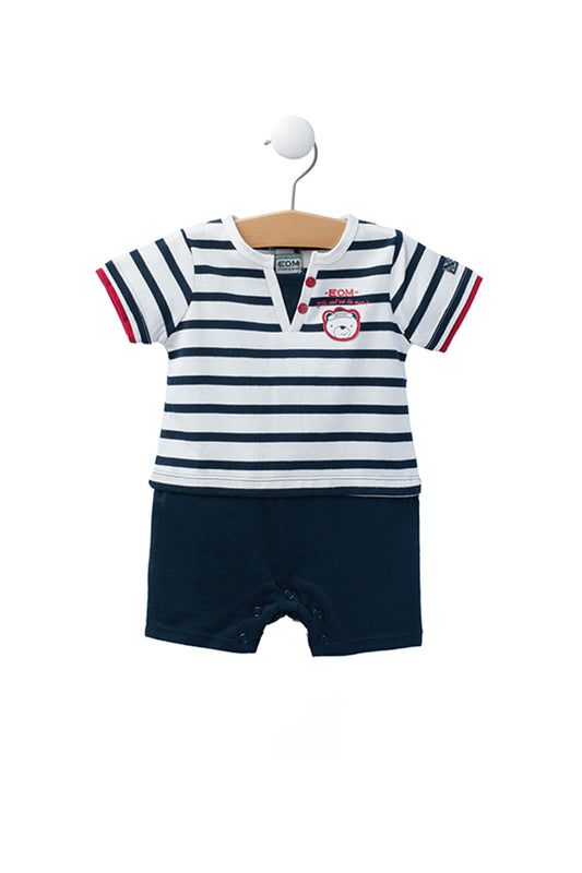 Combishort - Bleu marine et blanc