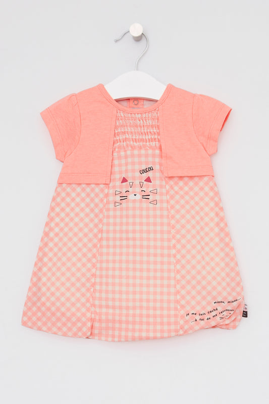 Robe trompe-l’œil Orfee - Saumon et écru - Lapin Bleu