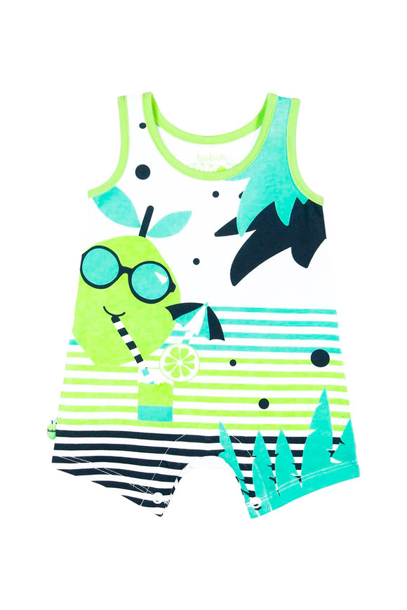 Combishort SM Blanc et vert citron