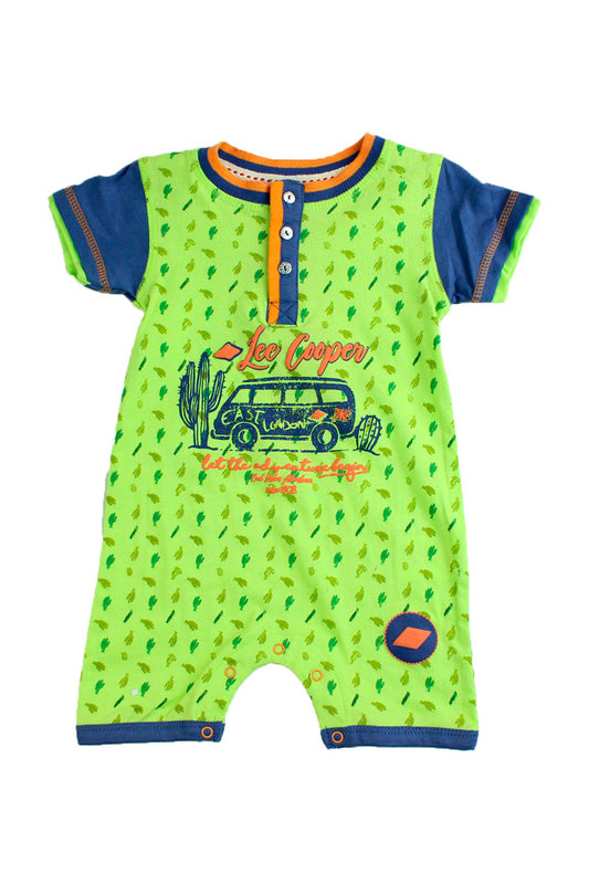 Combishort Vert citron et bleu marine