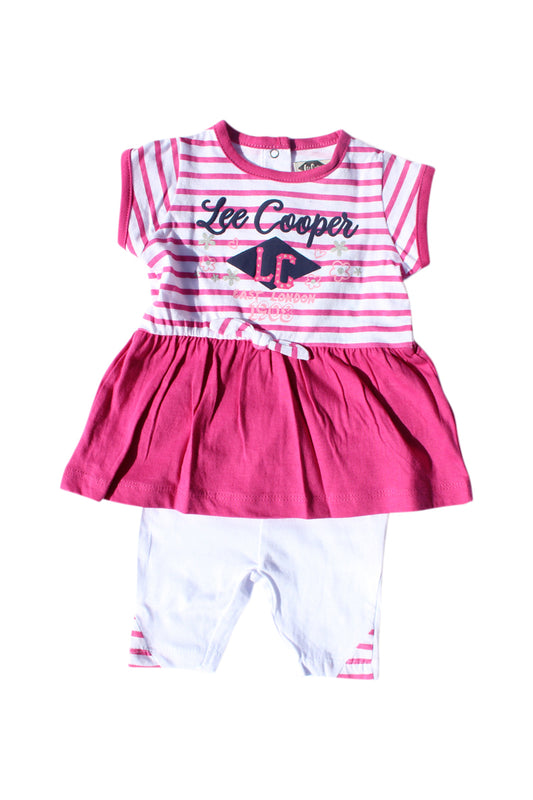 Ensemble Robe et legging  Fuchsia et blanc