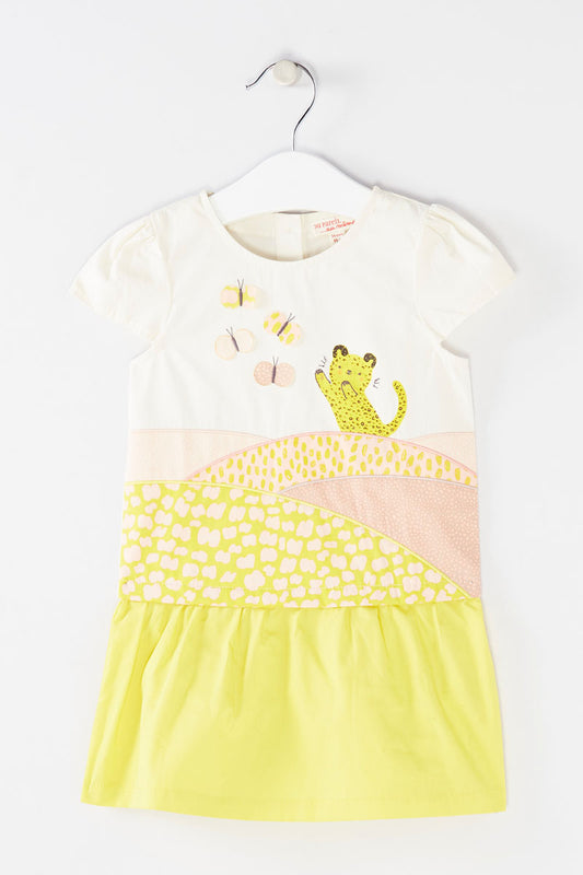 Robe à motifs Écru et jaune