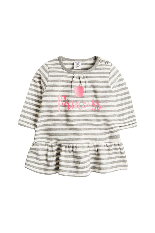 Robe rayée Gris clair chiné et écru
