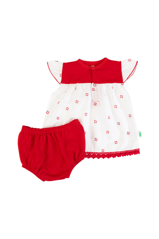 Ensemble Robe et bloomer
Blanc et rouge