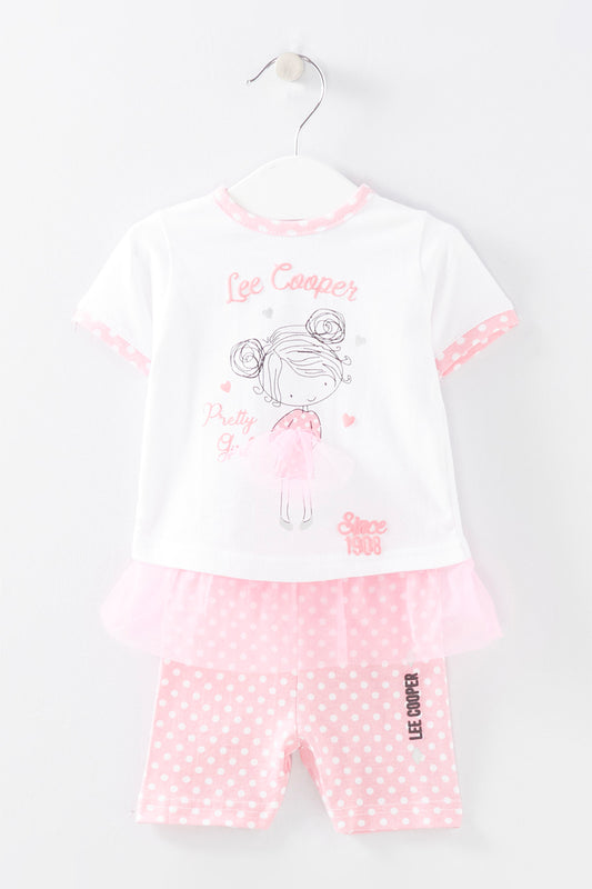 Ensemble T-shirt et short Blanc et rose