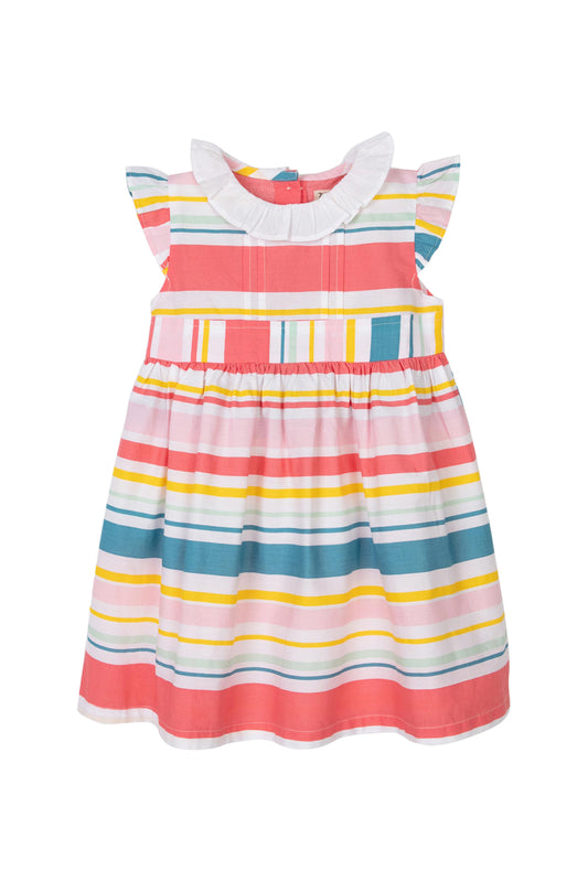 Robe à col claudine multicolore