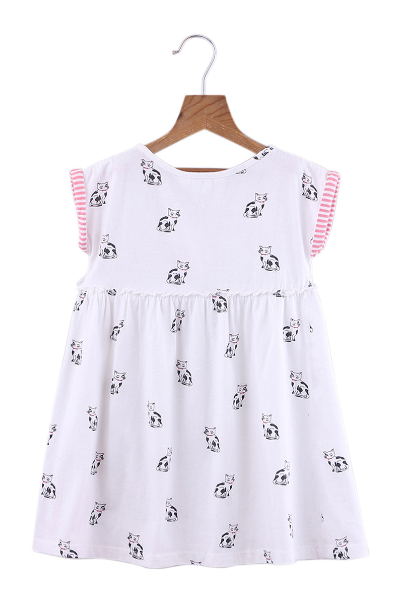 Robe blanc imprimé motifs chats