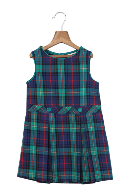 Robe à carreaux vert et bleu marine