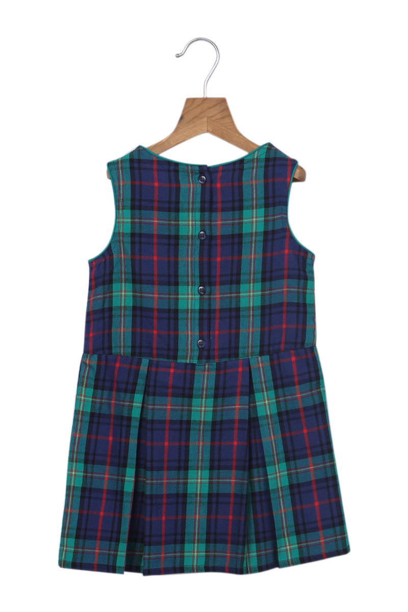 Robe à carreaux vert et bleu marine